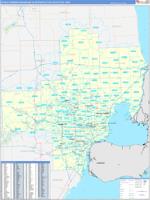 Detroit Warren Dearborn Metro Area Wall Map Zip Code